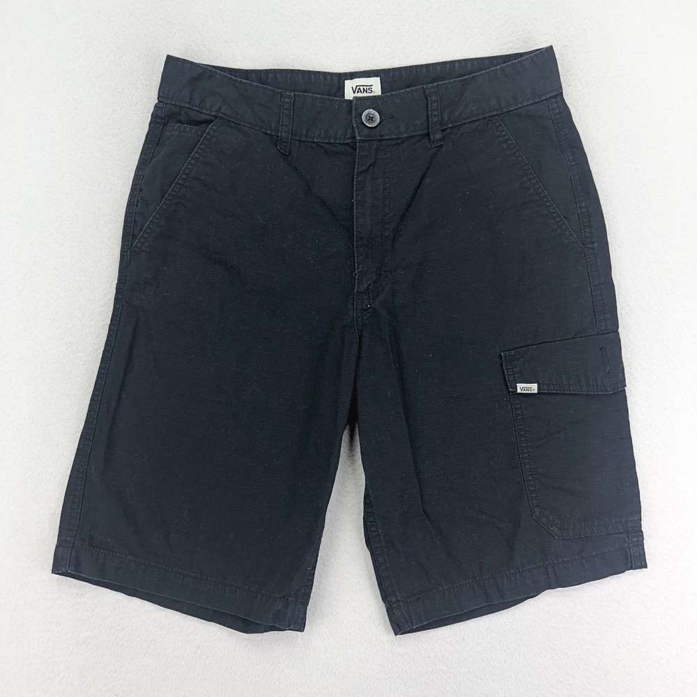 VANS Cargo Shorts Mens 32x11 Black Skater Y2K Cotton Twill‎ Classic Chino